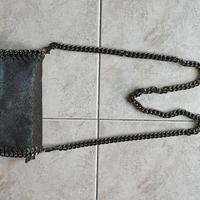 Borsa nera glitter con catena argento