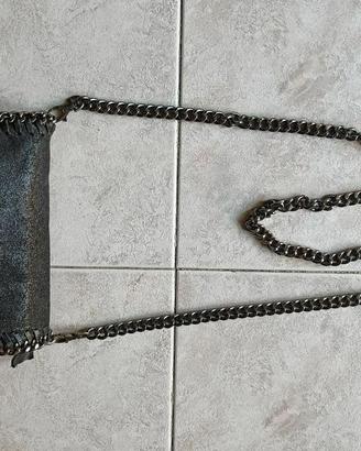 Borsa nera glitter con catena argento