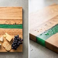 tagliere artigianale in legno massello e resina