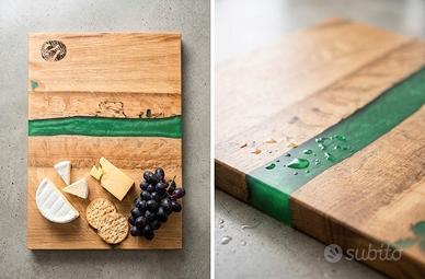 tagliere artigianale in legno massello e resina