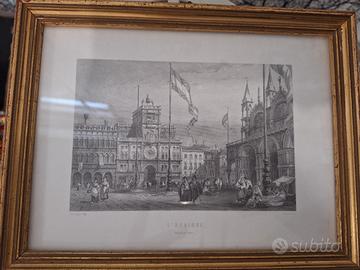 stampa antica Venezia L'Horologe Piazza San Marco