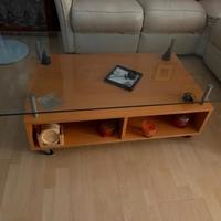 tavolino da salotto in legno e vetro