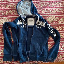 FELPA ABERCROMBIE & FITCH BLU  con cappuccio