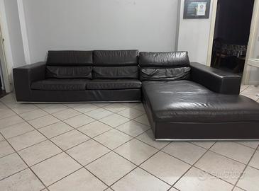 Divano in pelle con penisola Roche Bobois p nuovo