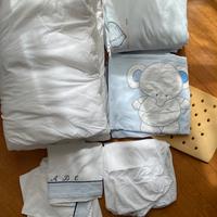 Piumone, coperta e lenzuolo lettino per bambino