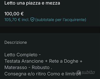 Letto a una piazza e mezza