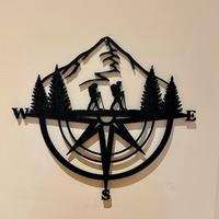 Decorazione bussola montagna – stampa 3D nera