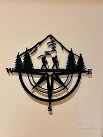 Decorazione bussola montagna – stampa 3D nera