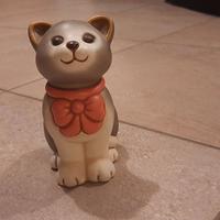 Gatto Thun con fiocco rosso h 12 cm