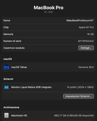 Macbook Pro 14” 2021 M1 Pro 16gb 1 tb