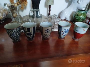 Set 5 bicchieri sakè giapponesi Arita Seishu con s