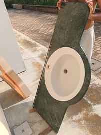 Lavandino bagno con ripiano in marmo verde