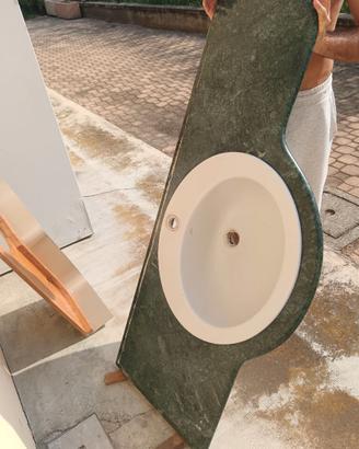Lavandino bagno con ripiano in marmo verde