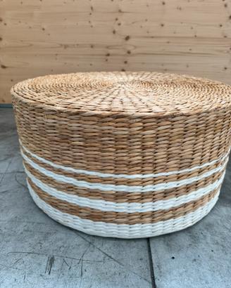Tavolino pouf rotondo rattan