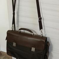borsa da lavoro in pelle e tessuto tecnico