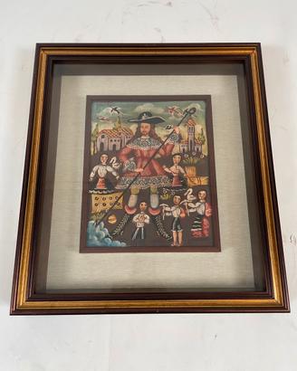 Quadro dipinto andino stile Cusqueño vintage