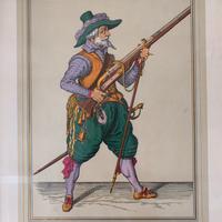 Stampa Antica Arte Militare Esercito Epoca 45 x 36