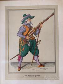 Stampa Antica Arte Militare Esercito Epoca 45 x 36