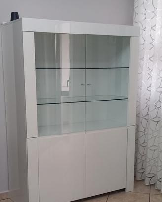 Mobile moderno con vetrina bianco lucido