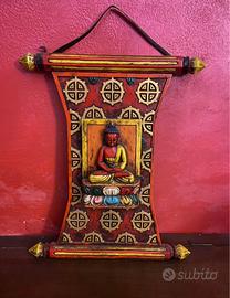 Pannello Buddha in legno intagliato a mano