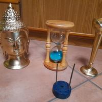 Buddha, portaincenso/candela, clessidra 