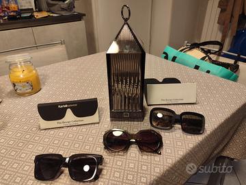 3 occhiali Kartell nuovi e una lanterna nuova nera