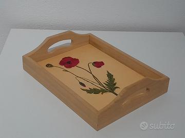 Vassoio in legno dipinto a mano con fiori