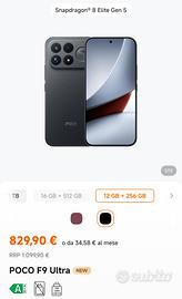 Smartphone POCO F9 Ultra 5G 12/256GB Black NUOVO!