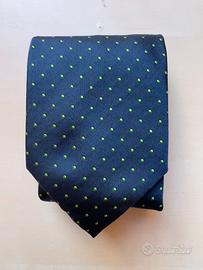 Cravatta a pois Tino Cosma, 100% seta. Blu e verde