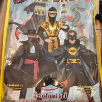 Carnevale costume triplo, Zorro, Ninja e Cat Boy