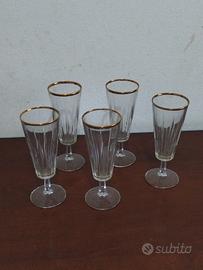 Bicchieri vintage in cristallo bordo dorato 