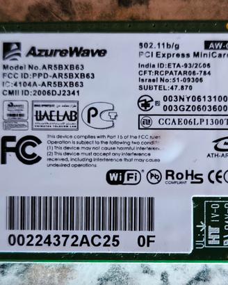 scheda di rete wireless per computer portatili 