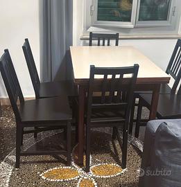 Tavolo Estendibile + Set 6 Sedie Nere