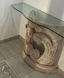 Piedi in pietra per tavolo in vetro