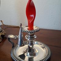 Bugia portacandela antica, 1800, placcata argento 