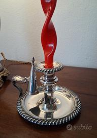 Bugia portacandela antica, 1800, placcata argento 
