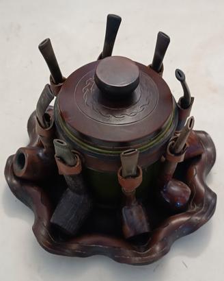 Portapipe Vintage completo di 8 Pipe 