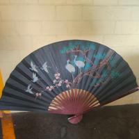 Elegante Ventaglio Giapponese Vintage con Gru e Ra