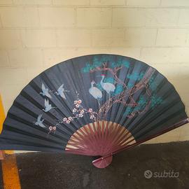 Elegante Ventaglio Giapponese Vintage con Gru e Ra