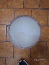 Plafoniera in vetro colore rosa e bianco