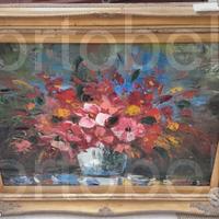 Codice: 5029 QUADRO OLOIO SU TELA VASO CON FIORI