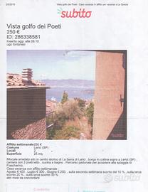 Casa vacanze vista golfo e mare