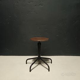 Sgabello Industrial in Metallo e Legno
