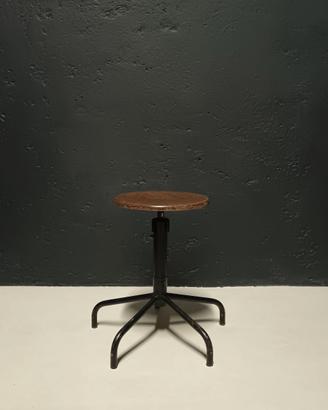 Sgabello Industrial in Metallo e Legno