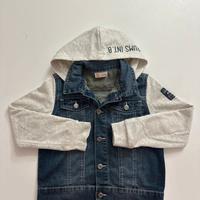 Giacca in denim jeans e felpa grigia bambino brums