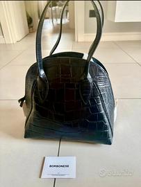 Borsa Borbonese Prestige in pelle cocco nera NUOVA