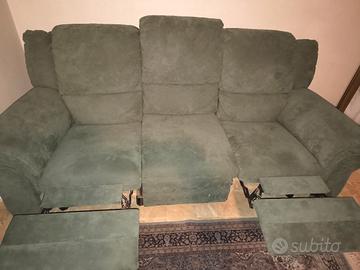 divano 3 posti e poltrona relax microfibra nabuk