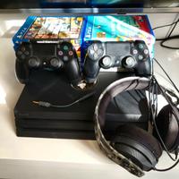 Playstation 4 PRO, 1TB, 2 controller, cuffie game