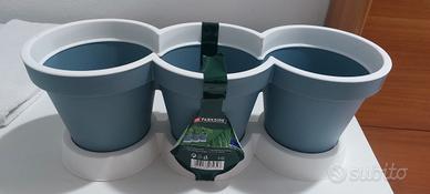 Portafiori tripli grigio azzurri