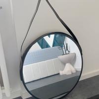 SPECCHIO ROTONDO  60cm cinghia nera, NUOVO